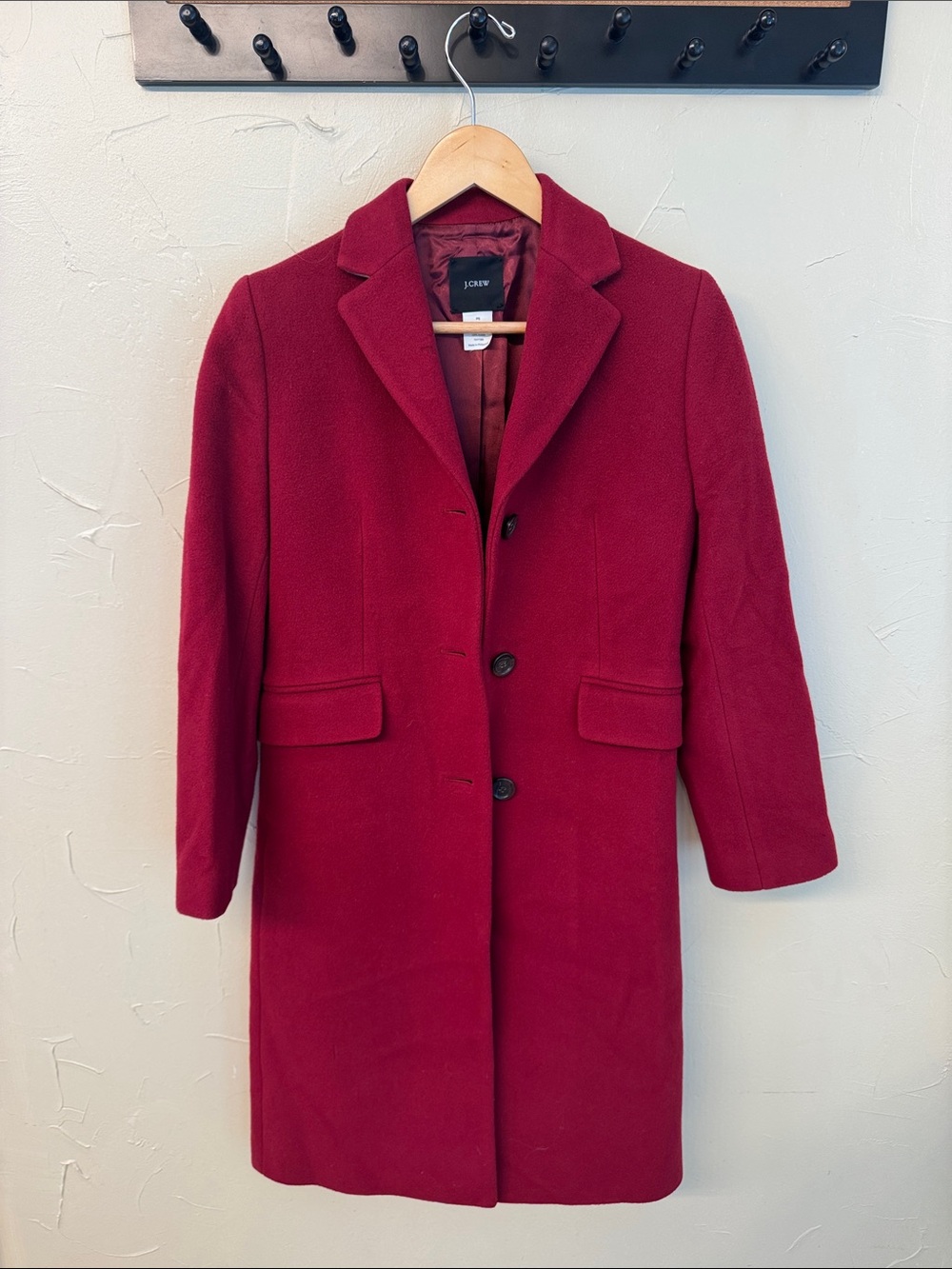 J. Crew Women's Burgundy Wool Pea Coat
